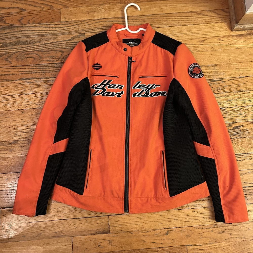 Harley Davidson Orange and Black Jacket